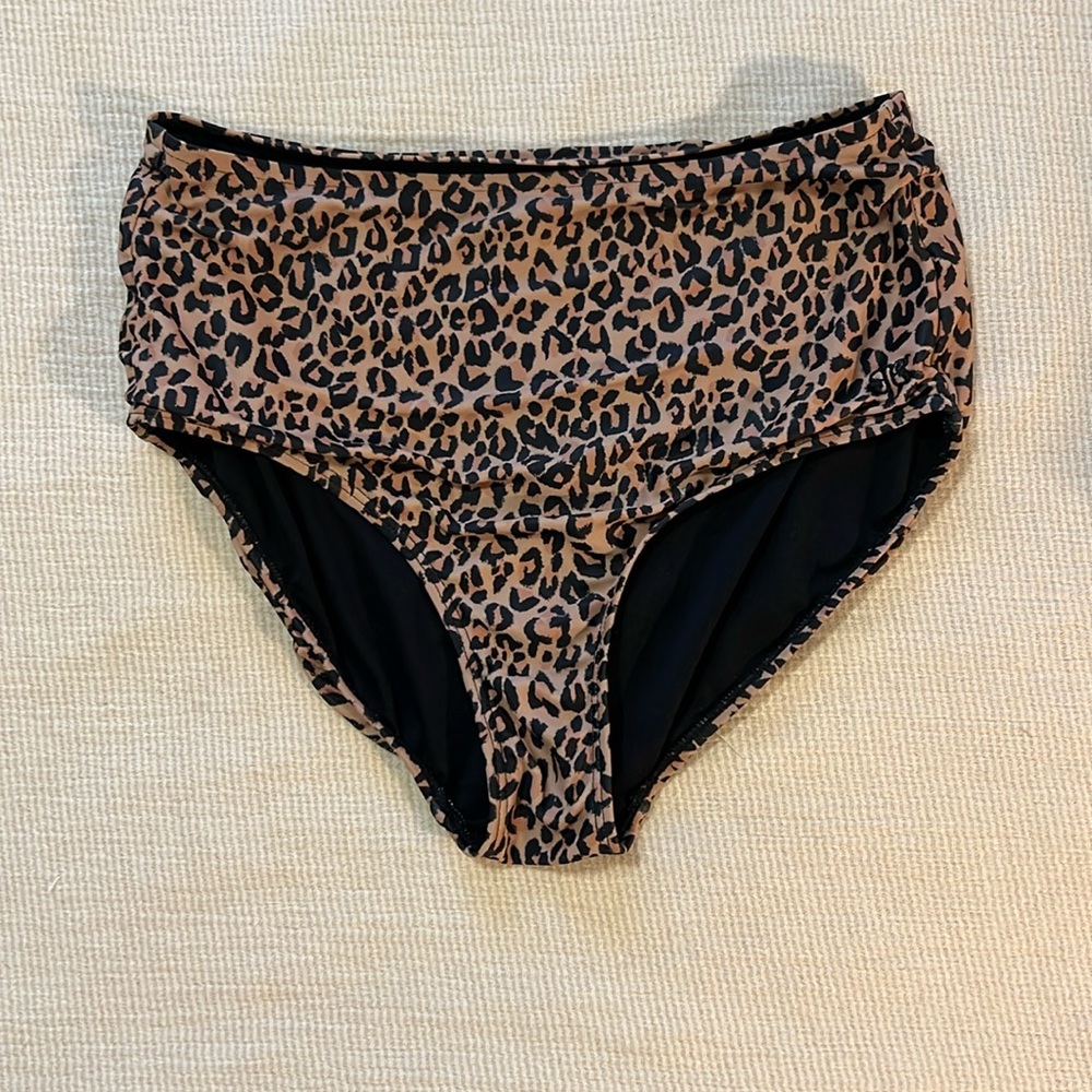 Albion Fit High Waisted Swim Bottom, Cheetah, Small